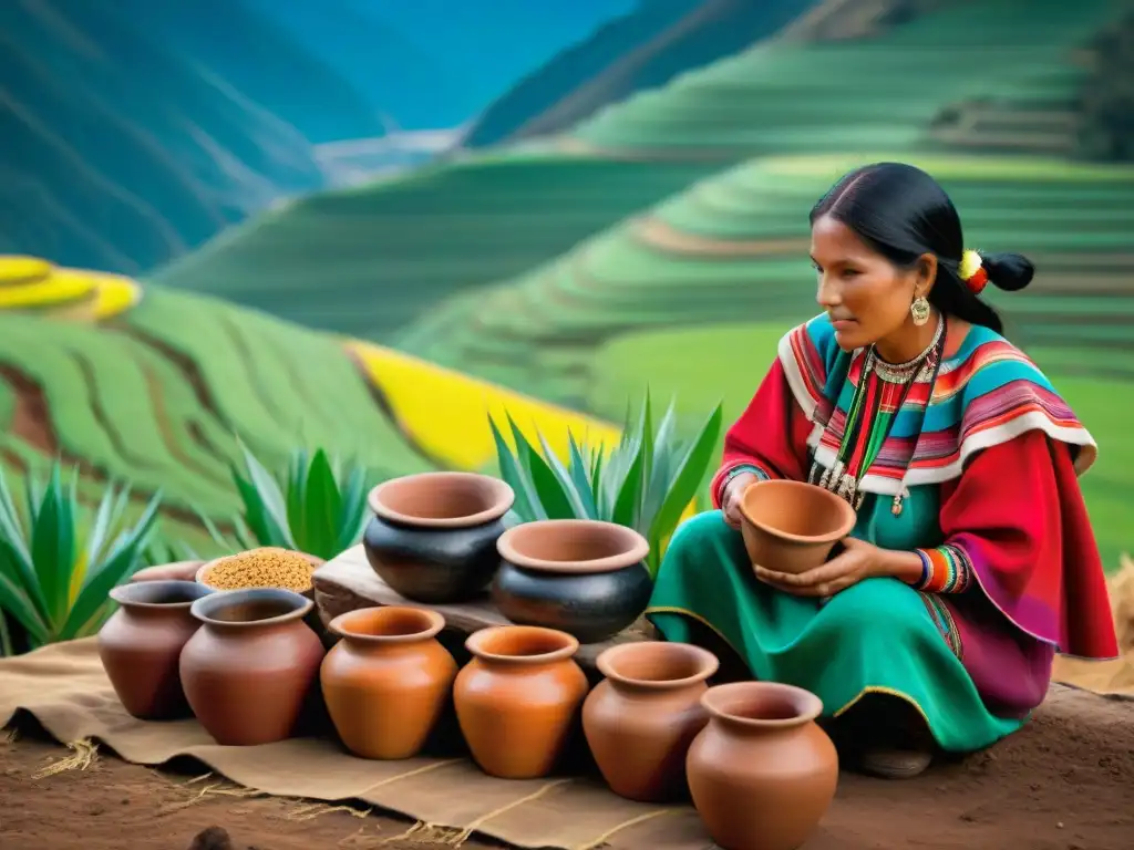 Mujeres Andinas preservando la biodiversidad con granos coloridos en paisajes andinos