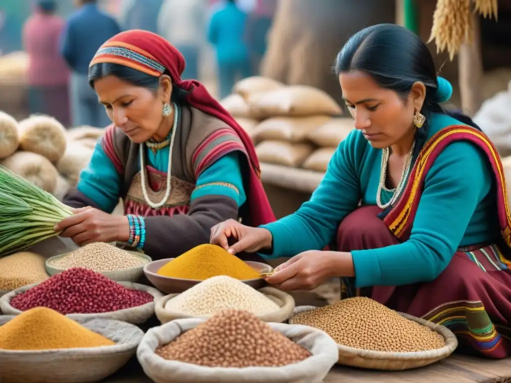 Mujeres Andinas preservando la biodiversidad en un mercado vibrante