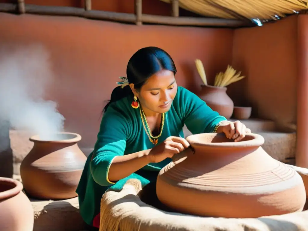 Artesanas creando chicha peruana en detallada imagen Mujeres indígenas fermentando maíz para hacer chicha, en una tradicional fábrica peruana