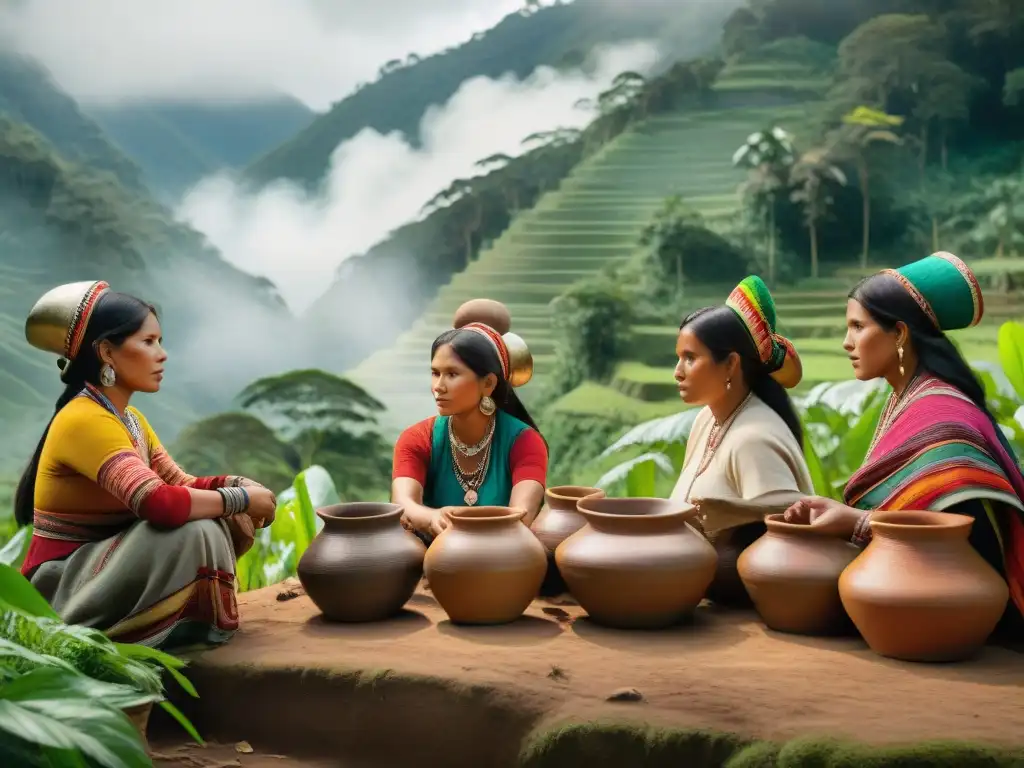 Mujeres indígenas peruanas supervisando técnicas de fermentación en la selva