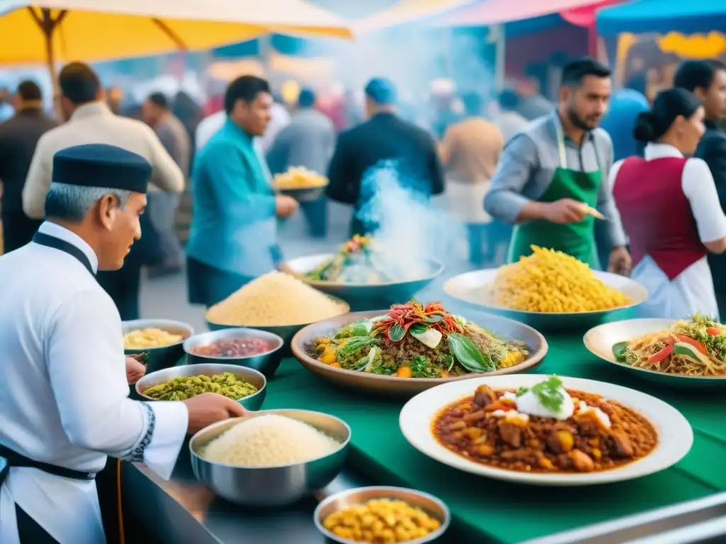 Multitud disfrutando de la gastronomía peruana en Tacna internacional