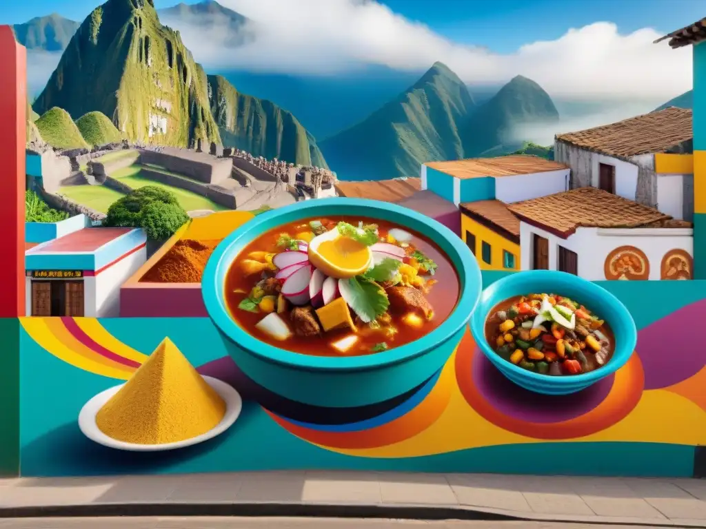 Murales de la gastronomía peruana: arte urbano que fusiona tradición y modernidad en vibrantes colores y detalles