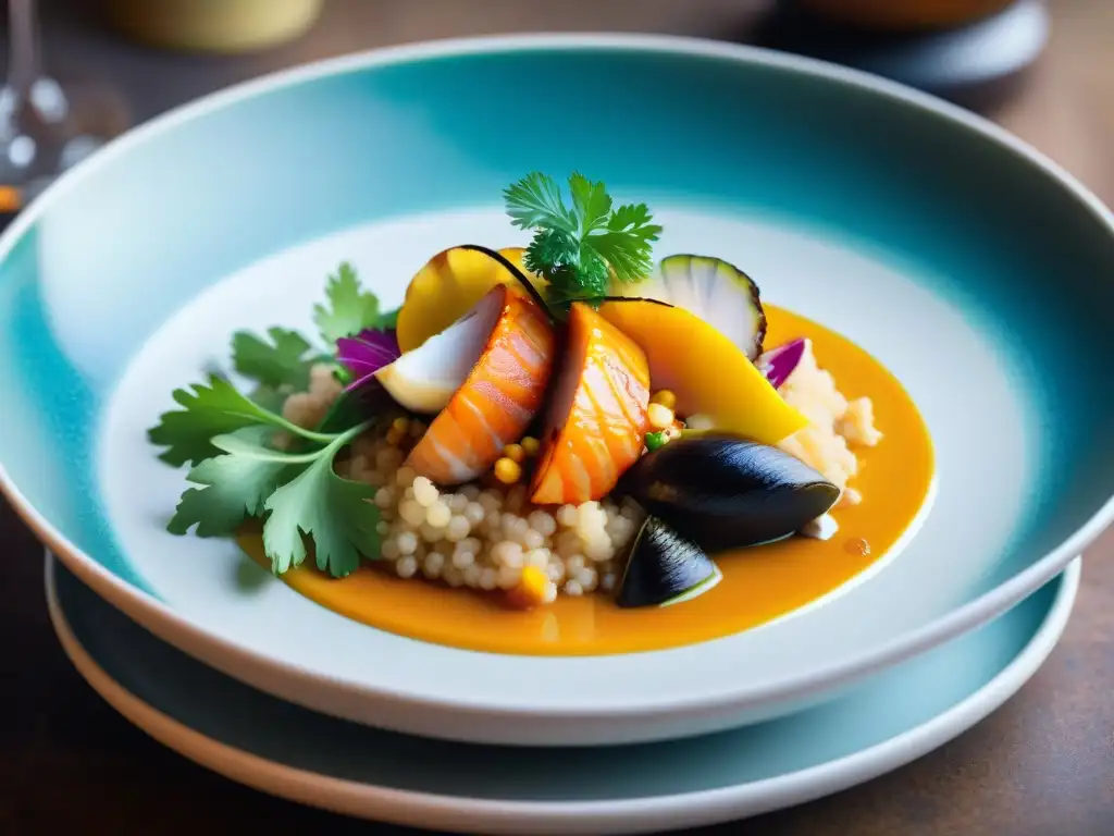 Una obra maestra de la gastronomía peruana: platos tradicionales fusionados en una vibrante composición en Barranco