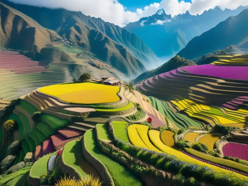 Un paisaje impresionante de los Andes en Perú, donde se cultivan ingredientes autóctonos para la cocina peruana