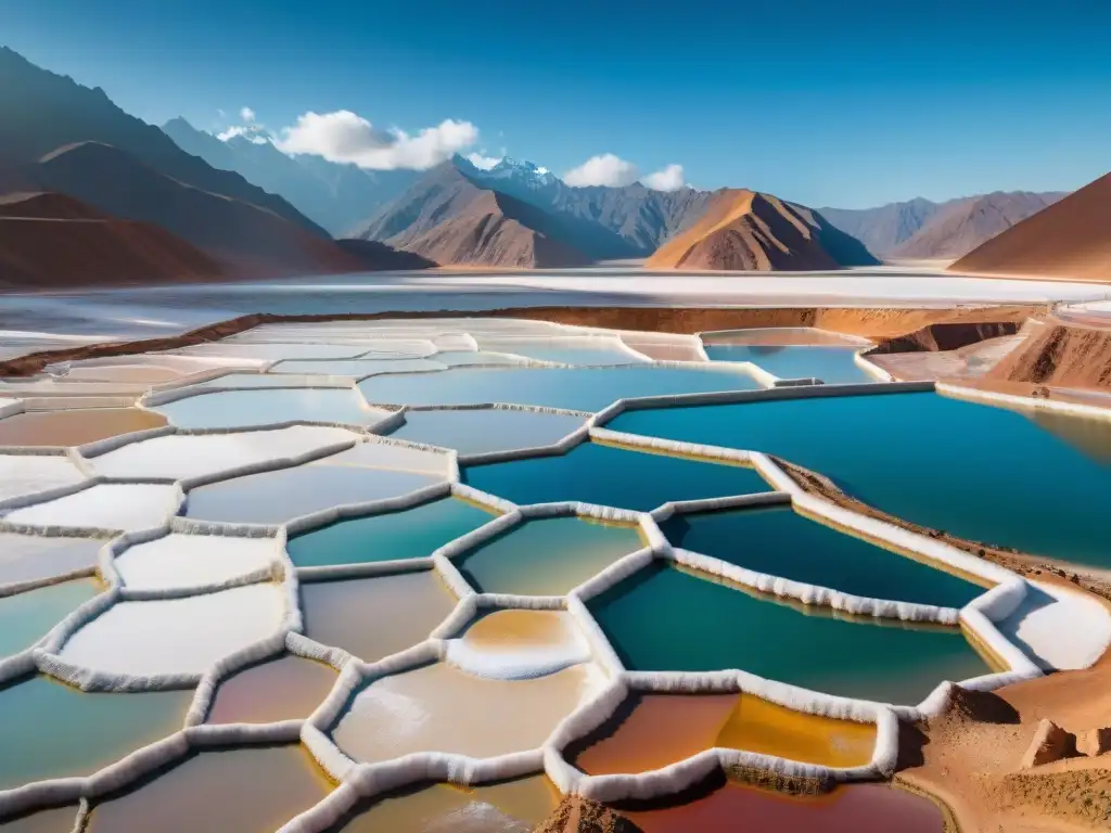 Un paisaje impresionante de las Salinas de Maras en Perú, donde se produce la Sal de Maras en la gastronomía peruana