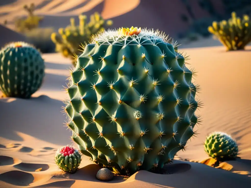 Paisaje vibrante del desierto peruano con tunas coloridas, resaltando la belleza y diversidad de la flora