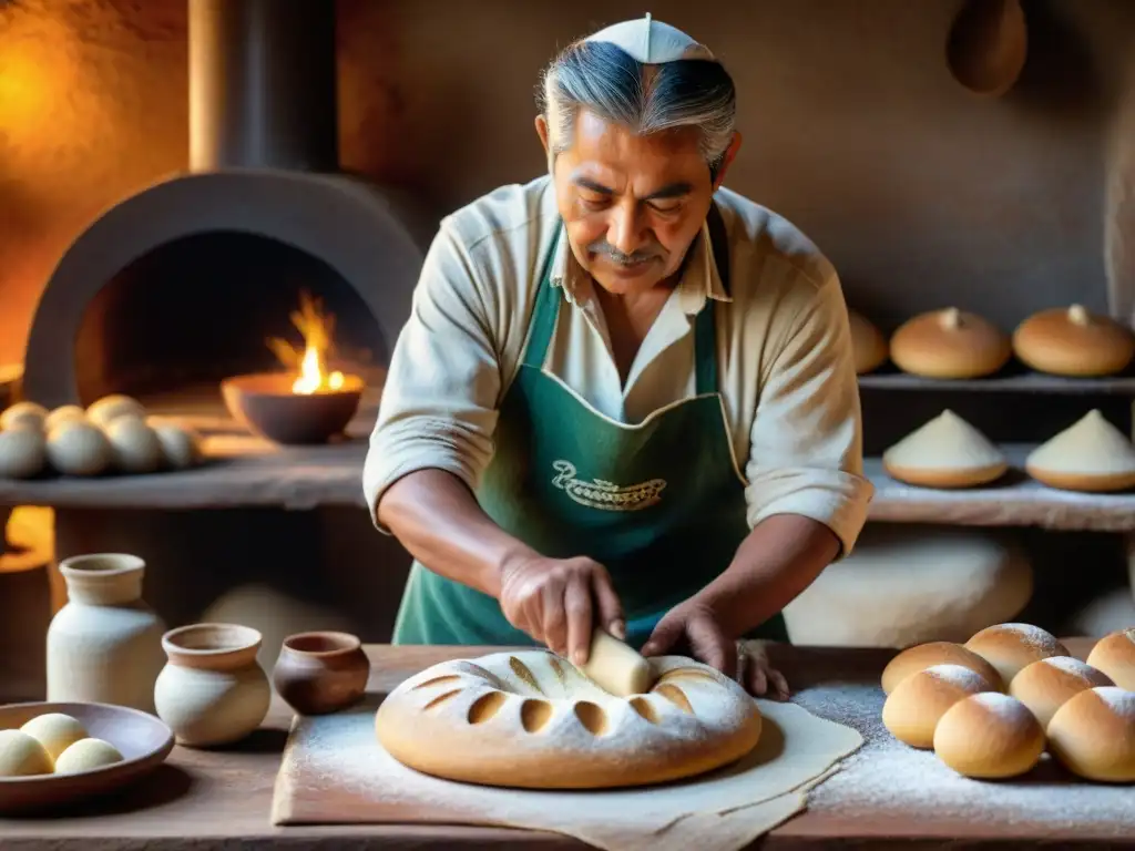 Un panadero andino moldeando masa para el Pan de los Andes receta, fusionando tradición e innovación