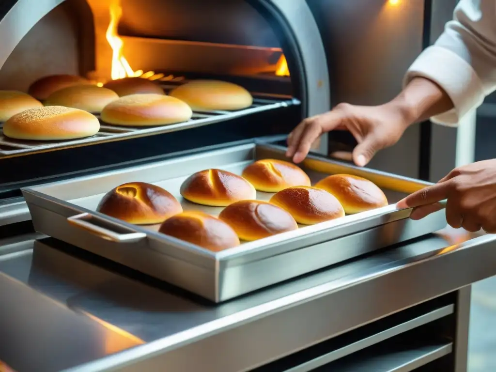 Un panadero peruano coloca pan de chancay en un horno inteligente