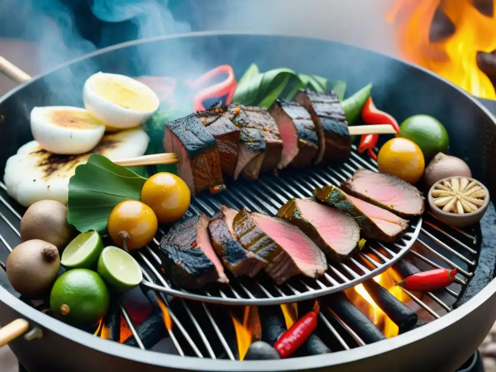 Una parrillada peruana vibrante de colores, sabores y aromas