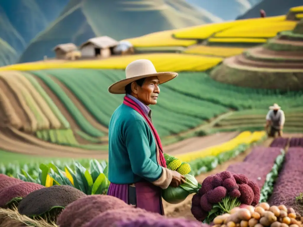 Un pequeño agricultor peruano cuida biodiversidad de cultivos en los Andes