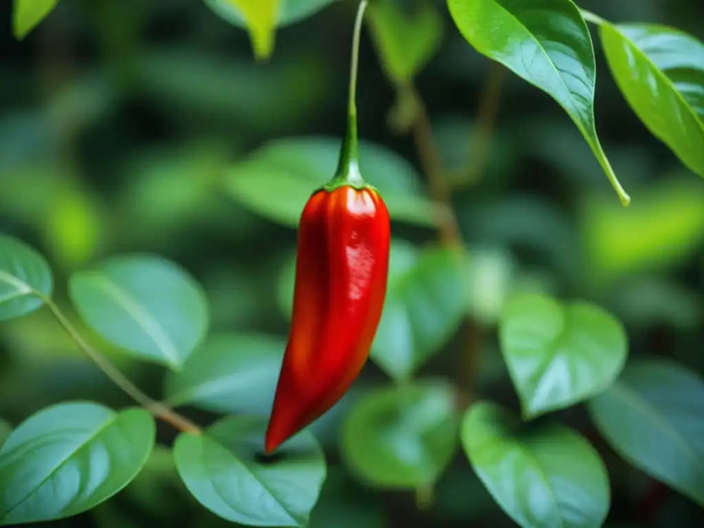 Pequeño Ají Charapita en la exuberante selva amazónica, resaltando su importancia en la gastronomía peruana