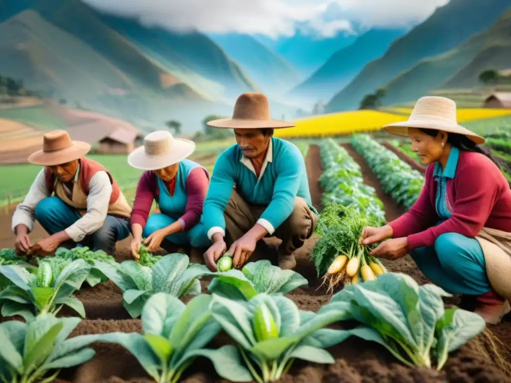 Pequeños agricultores en Perú cuidando la biodiversidad de sus cultivos en los Andes