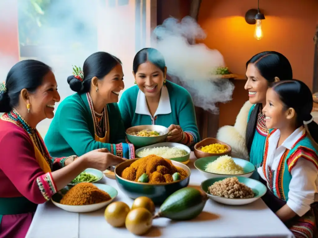 Plato festivo relleno peruano: Familia peruana disfrutando de una comida festiva juntos, creando una atmósfera cálida y acogedora