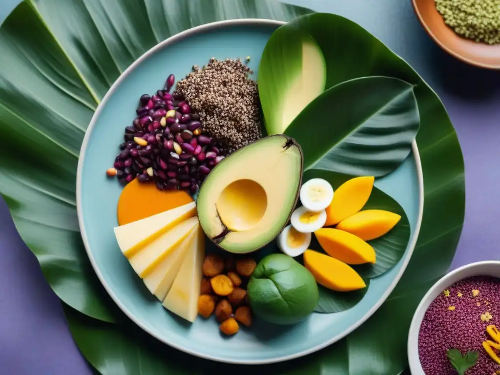 Plato peruano con ingredientes autóctonos gastronomía peruana en plato de cerámica tradicional