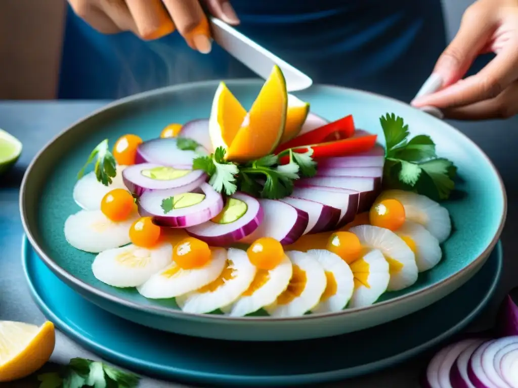 Preparación detallada de ceviche peruano con la importancia del agua en gastronomía