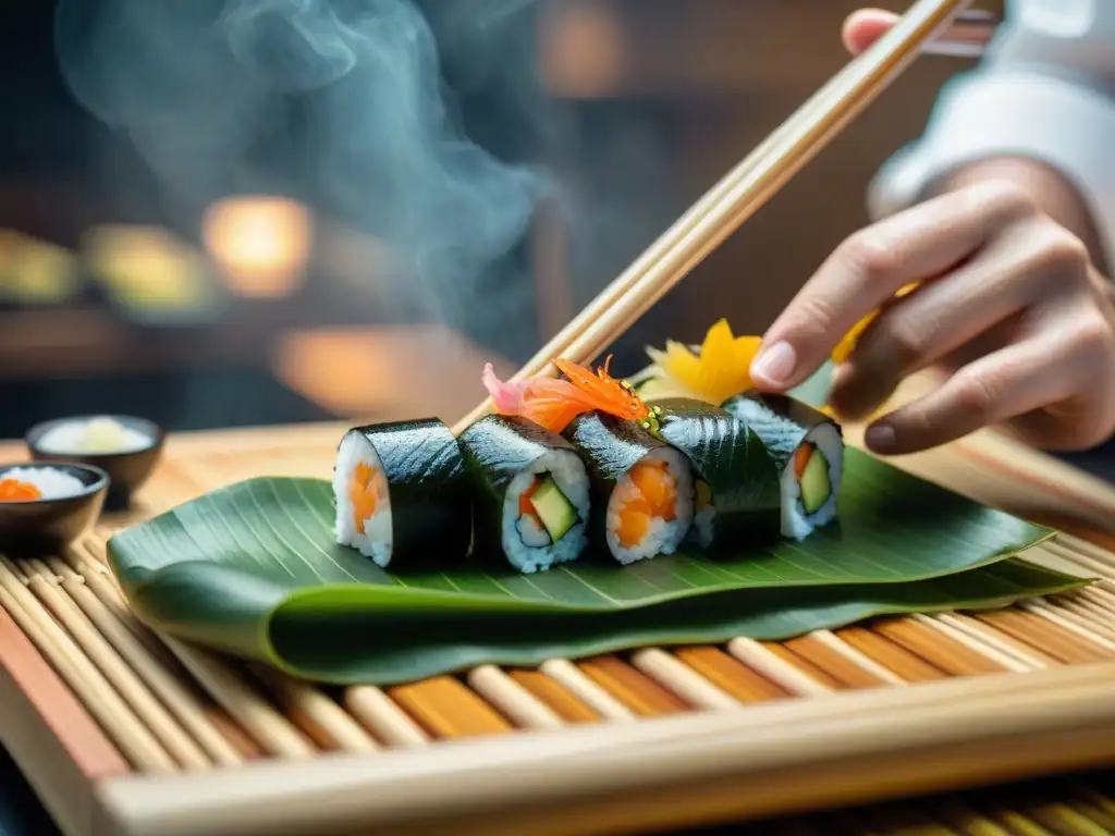 Preparación de rolls de sushi Nikkei: Origen fusión gastronomía japonesa-peruana