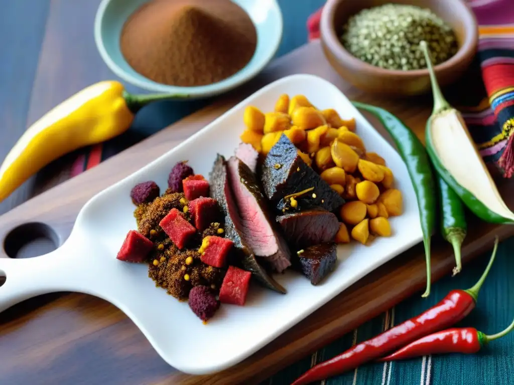 Receta auténtica de anticuchos peruanos: Ingredientes vibrantes en un detalle ultradetallado