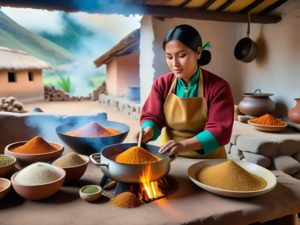 Receta auténtica de Cuy asado en horno Andes, mujeres Andinas preparando plato icónico con detalle y tradición