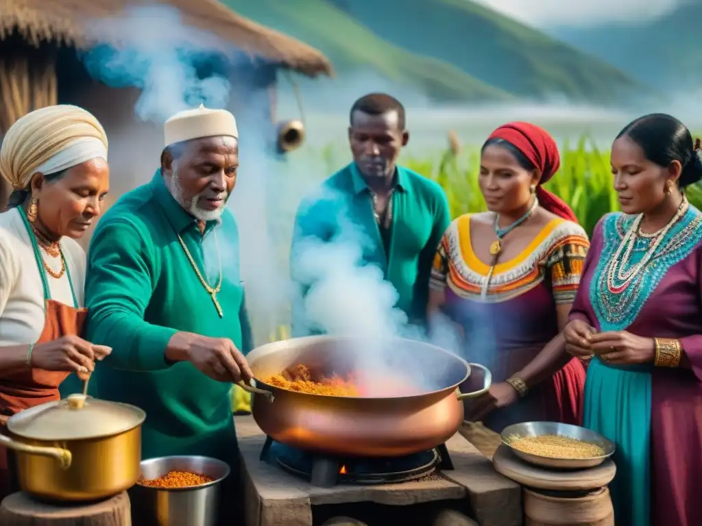 Reunión comunitaria afroperuana alrededor de una olla, destacando la influencia africana en gastronomía peruana