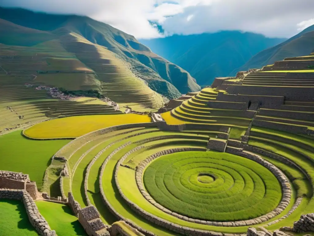 Ruinas agrícolas circulares de Moray, Perú, que muestran las técnicas incas y destacan la importancia en la gastronomía peruana