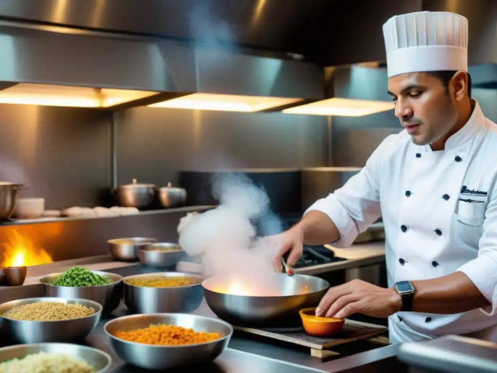 Sabor peruano auténtico: Rafael Osterling dirige con maestría un bullicioso equipo en su cocina, creando platos vibrantes y deliciosos