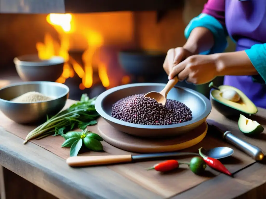 Los sabores y colores de la gastronomía peruana destacan en una cocina tradicional, resaltando la importancia de ingredientes autóctonos