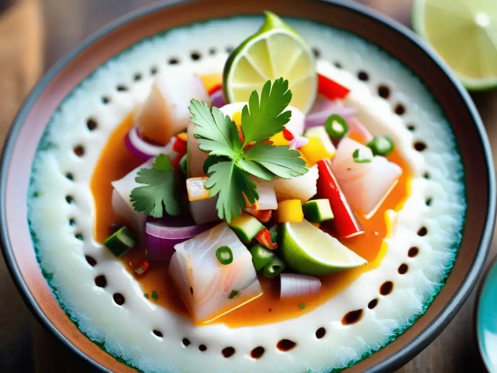 Secretos del auténtico ceviche peruano: una explosión de colores y sabores en un plato tradicionalmente presentado