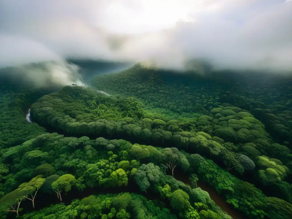 Sendero serpenteante a través de exuberante selva Amazónica, con planta medicinal Uña de Gato