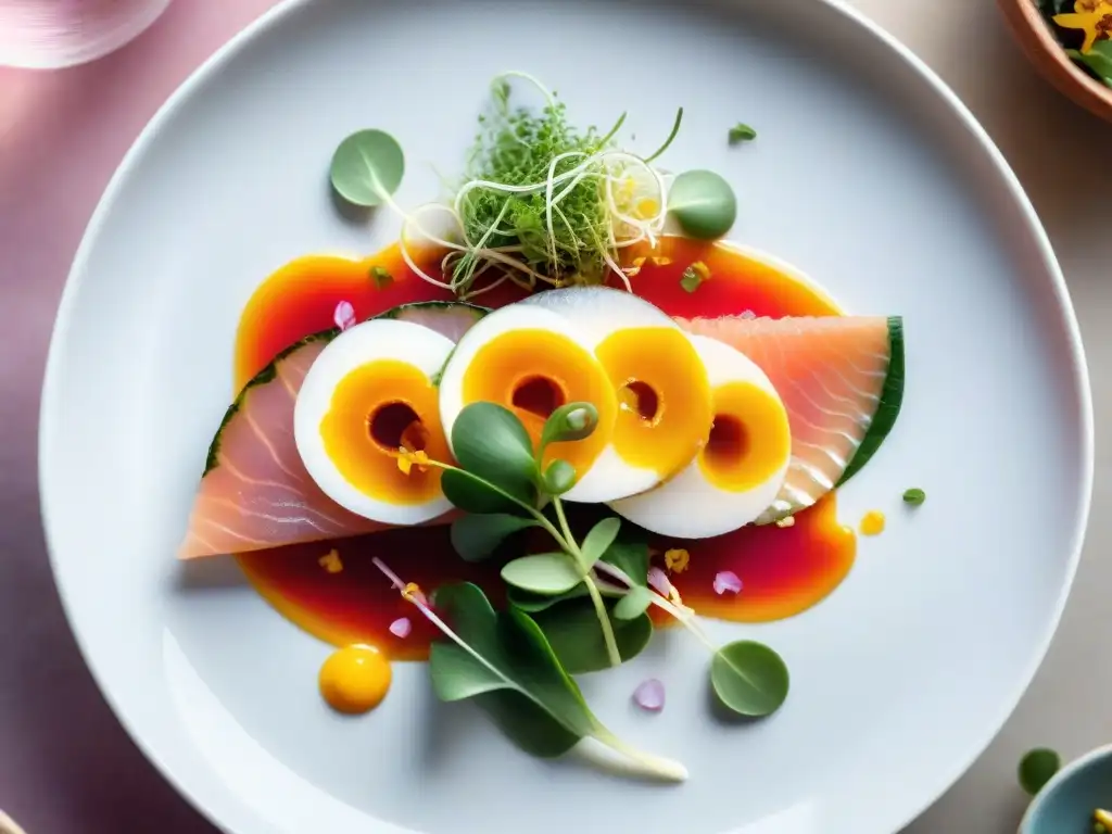 Un tiradito vibrante: pescado fresco cortado y marinado con aji amarillo, jugo de lima y cilantro