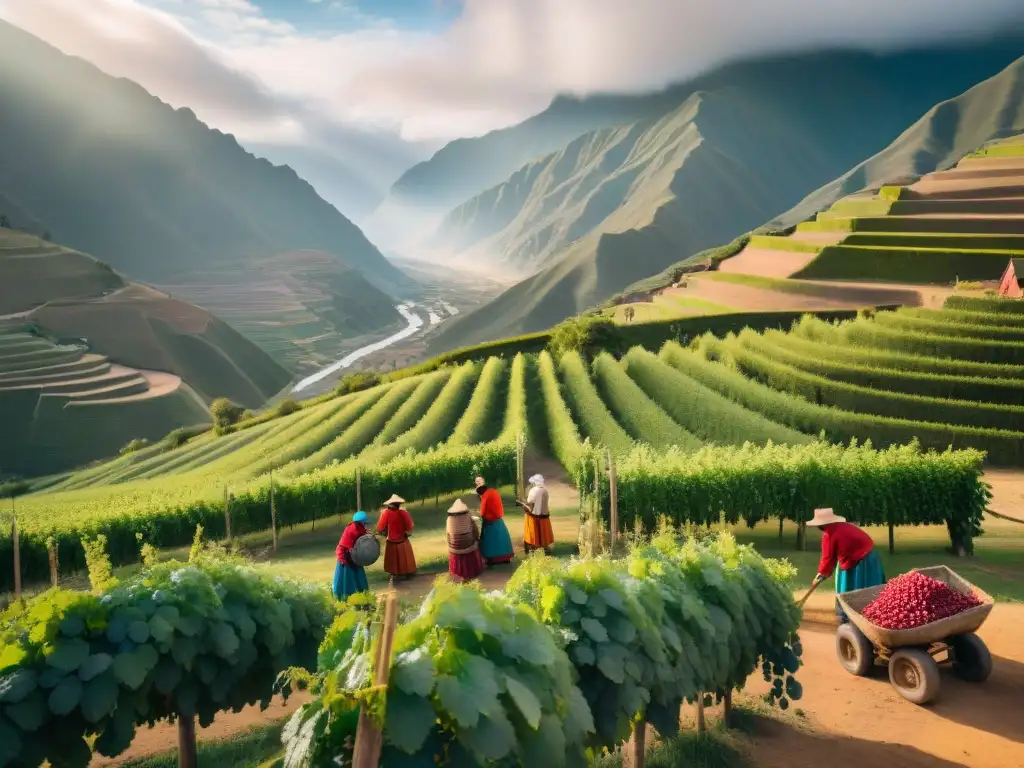 Trabajadores seleccionando uvas para pisco en destilería tradicional peruana