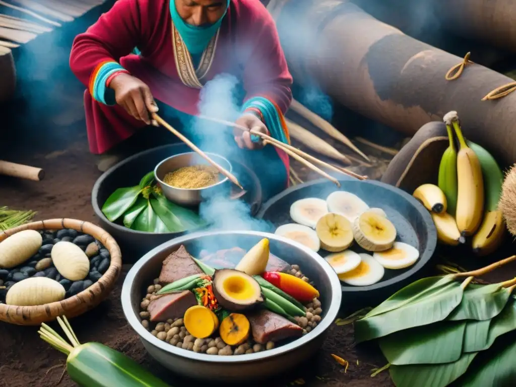 Tradicional técnica peruana de Pachamanca con sensores de temperatura