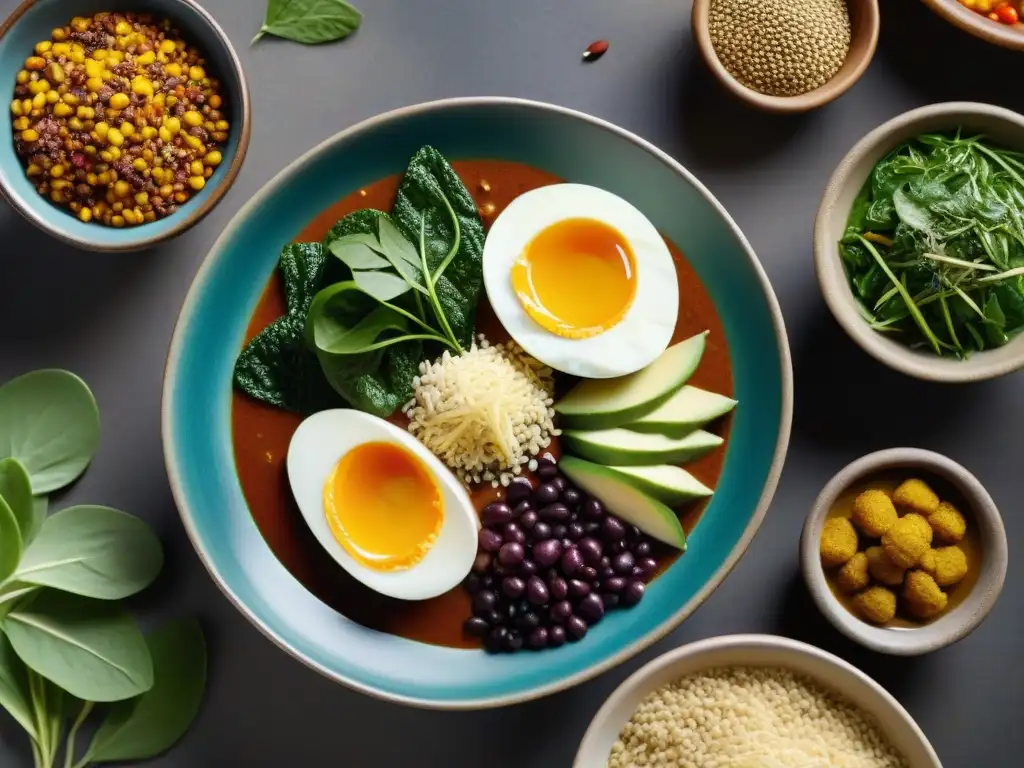 Deliciosas recetas con kiwicha: colores y texturas vibrantes Una variedad de platillos coloridos con semillas de kiwicha en platos de cerámica, destacando los beneficios de la kiwicha andina