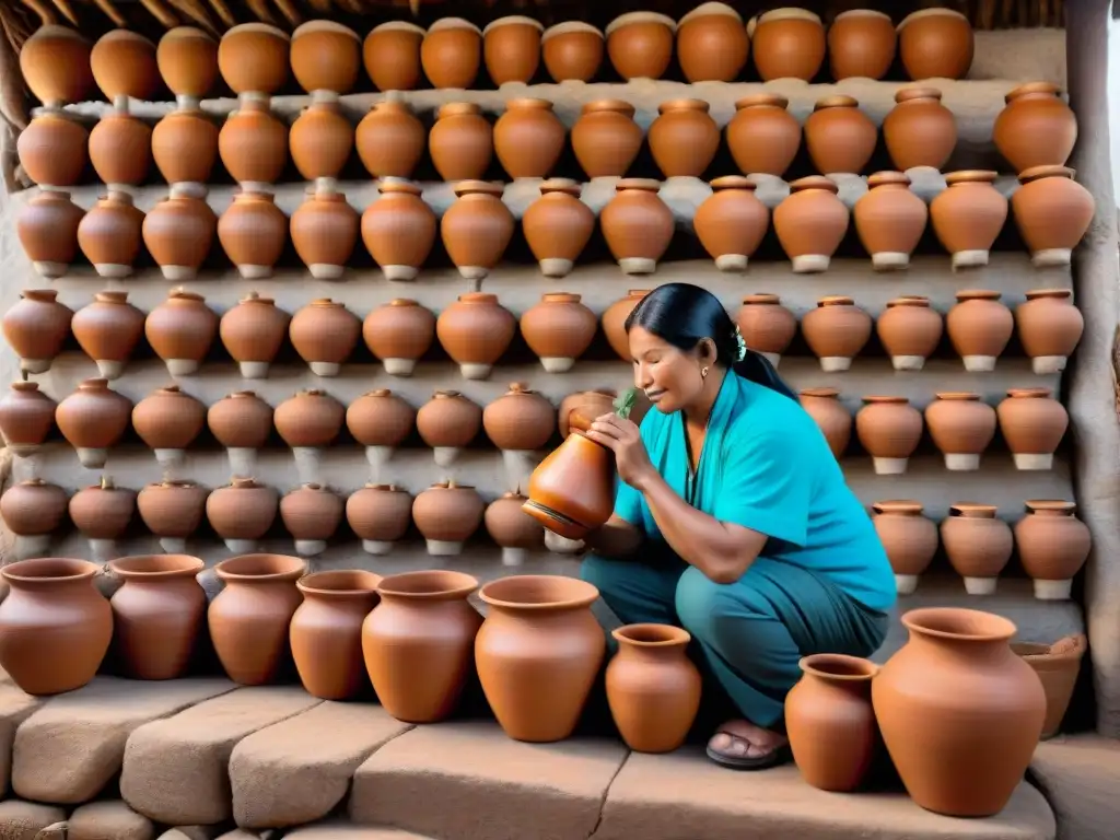 Vibrante chichería peruana con fermentación de chicha y decoraciones únicas