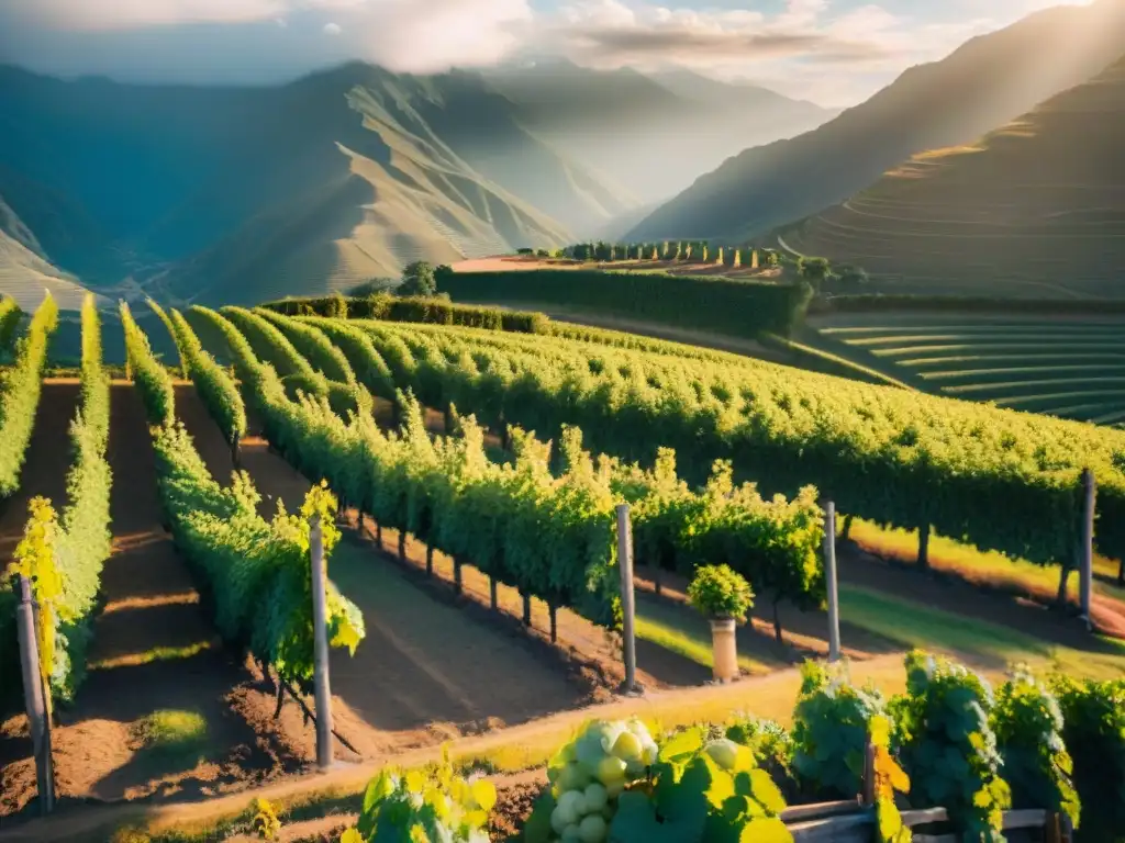 Vibrante cosecha de uvas en viñedo peruano, con gran detalle y esplendor