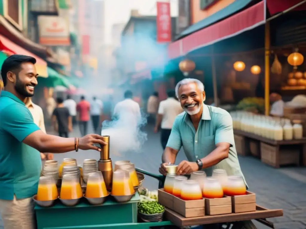 Un vibrante encuentro comunitario en la ciudad, disfrutando los beneficios saludables del emoliente