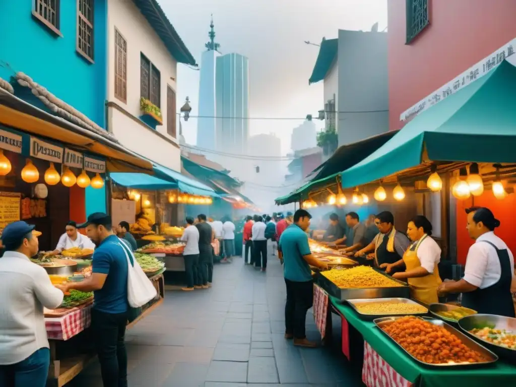 Vibrante escena callejera en Lima, Perú, donde startups revolucionan comida callejera peruana