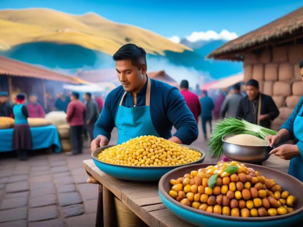 Vibrante escena del Festival de la Chicha en Cusco, con gastronomía peruana y alegría cultural