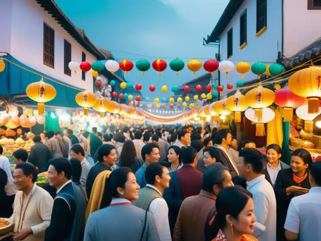 Vibrante escena del Festival Gastronómico Nikkei Lima: multitud disfruta de la fusión culinaria entre locales y turistas en bulliciosa calle