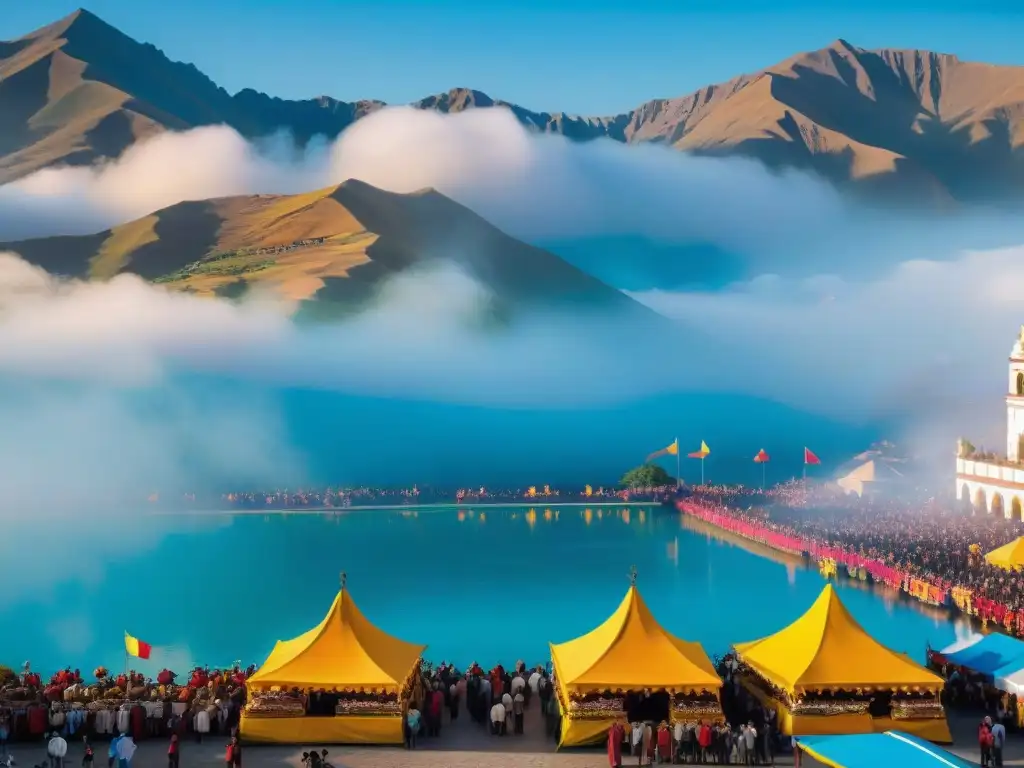 Vibrante escena del Festival del Rocoto Relleno Perú: coloridos puestos de comida, arquitectura histórica y ambiente festivo bajo el cielo azul