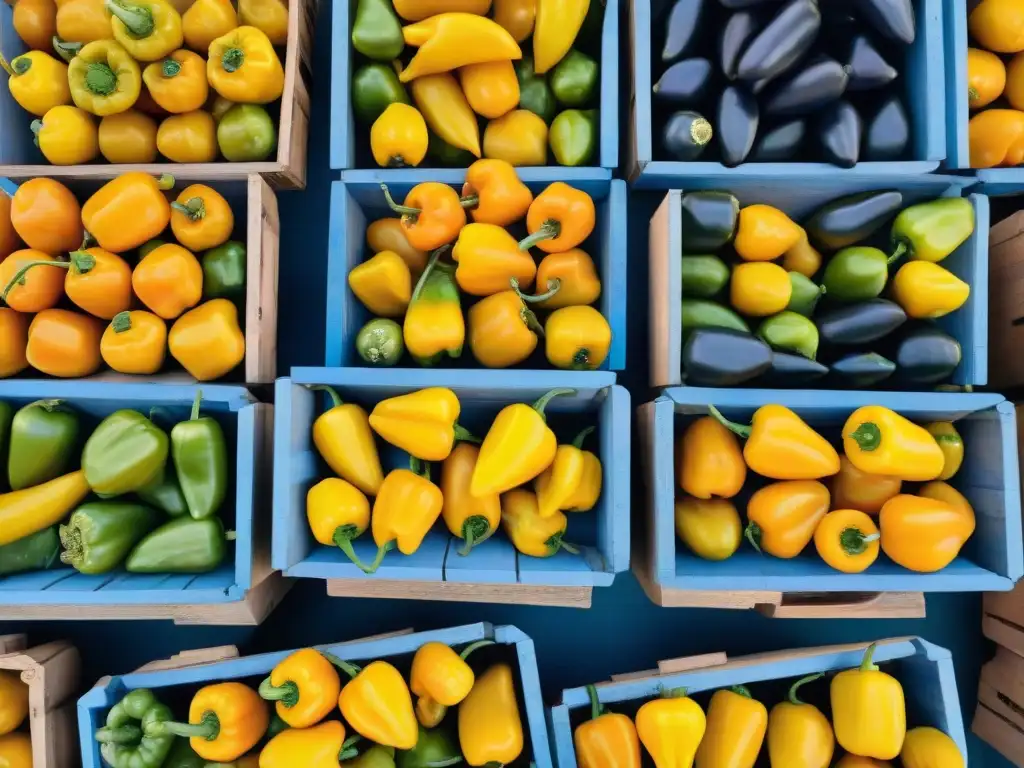 Una vibrante feria en Perú muestra la belleza del ají amarillo, con los Andes de fondo