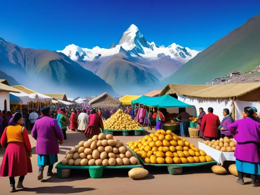 Vibrante Festival de la Papa Andina: coloridas vestimentas, variedad de papas y montañas nevadas