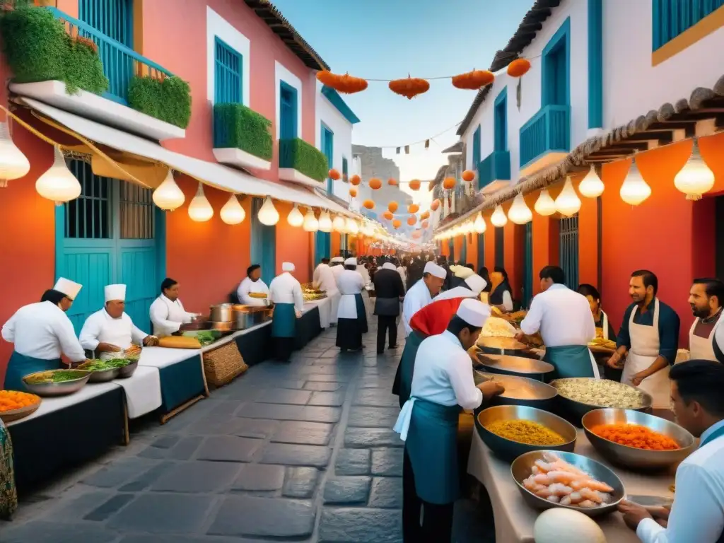 Vibrante Festival del Camarón en Arequipa: bulliciosa calle llena de gente disfrutando de la celebración