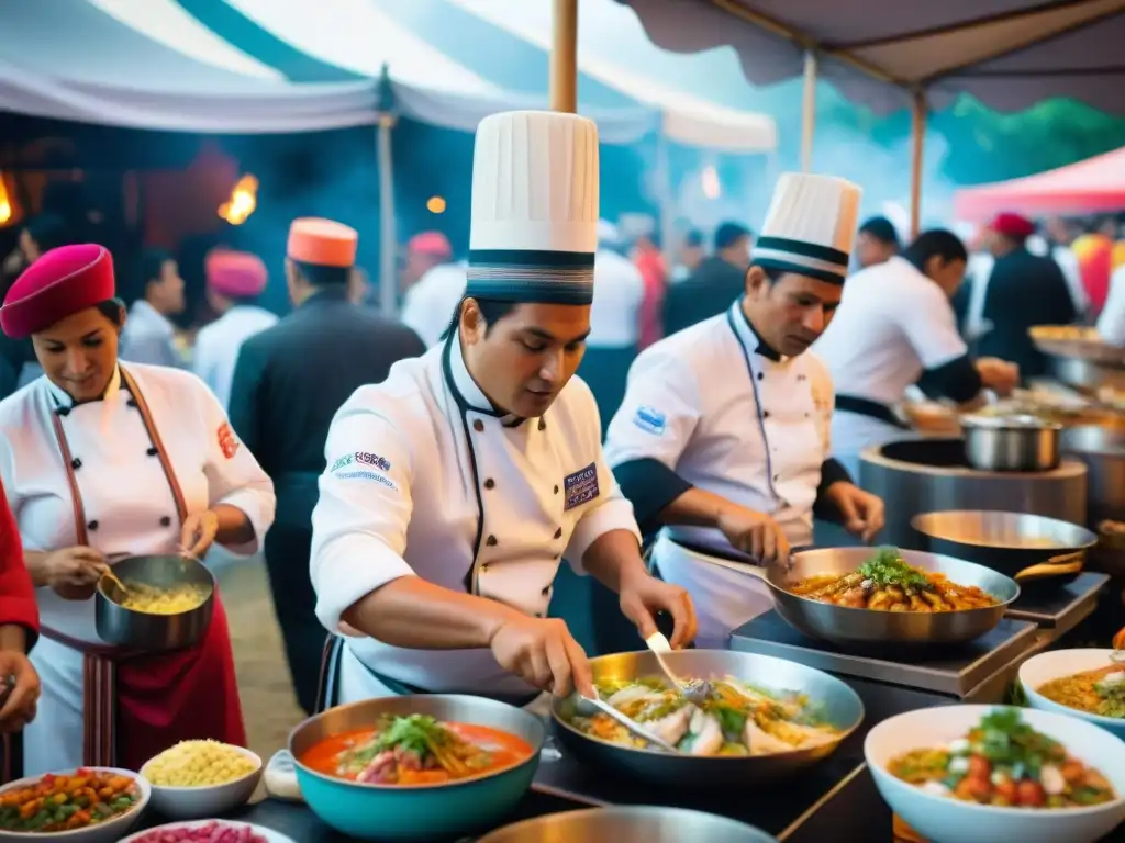 Vibrante festival gastronómico en Mistura, muestra la diversidad y energía de la gastronomía peruana festivales culinarios globales