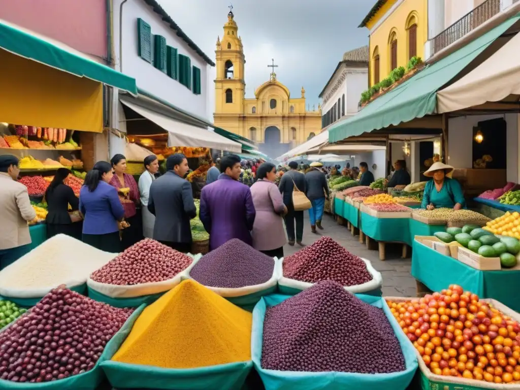 La vibrante influencia de la inmigración italiana en la cocina peruana en un mercado bullicioso de Lima