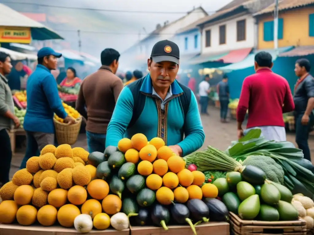 Vibrante mercado de alimentos en Lima, Perú con reconocimientos internacionales gastronomía peruana