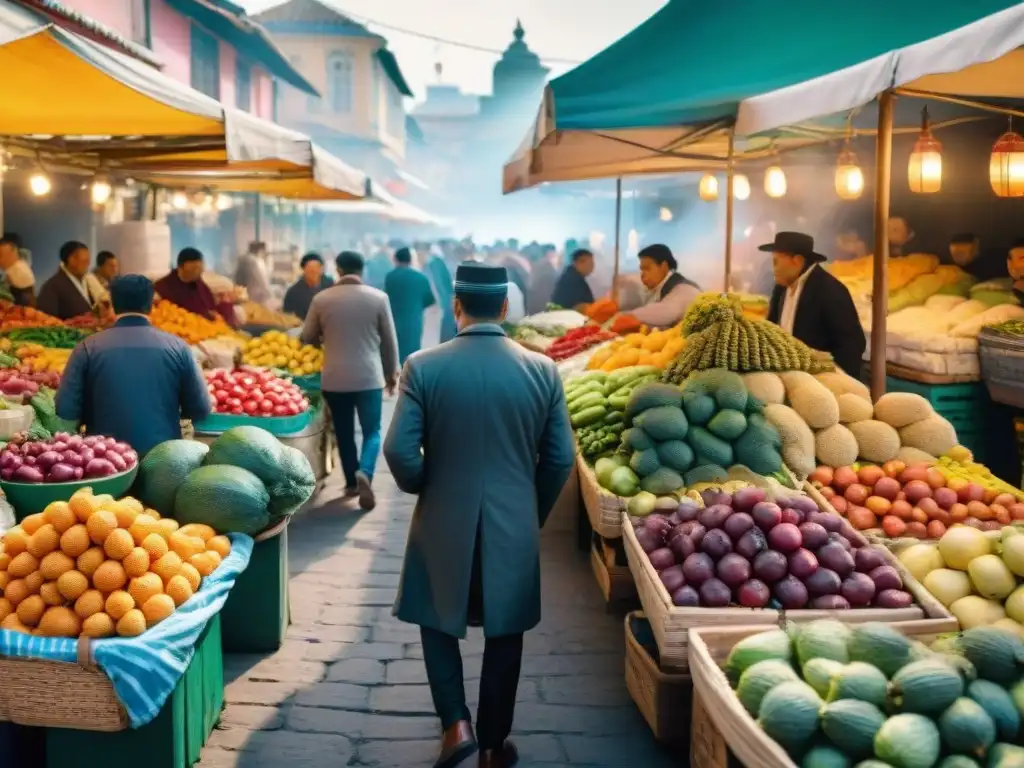 Vibrante mercado de alimentos en Lima, Perú con startups peruanas gastronomía global