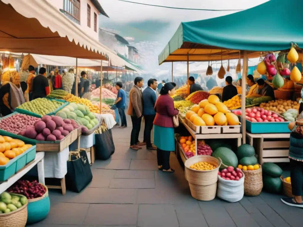 Vibrante mercado de alimentos en Lima, Perú