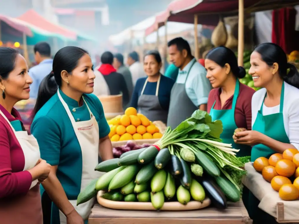 Un vibrante mercado en Lima donde chefs peruanos y la comunidad se unen en Proyectos gastronomía peruana desarrollo social