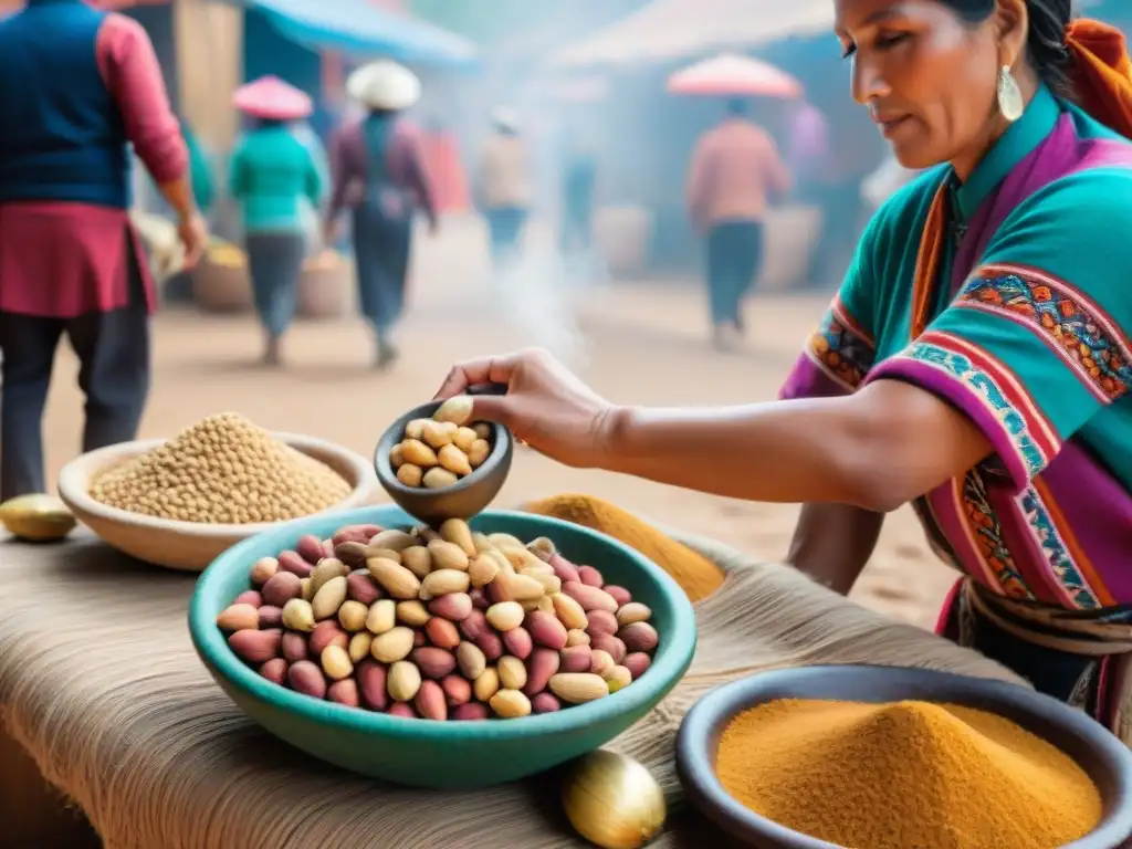 Vibrante mercado en Perú: chancadora de maní en Perú, con colores y sabores tradicionales