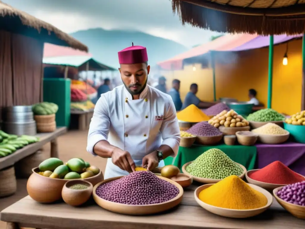 Un vibrante mercado en Perú con una fusión gastronómica africana peruana